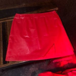 Red, Vintage Newport News faux leather skirt.